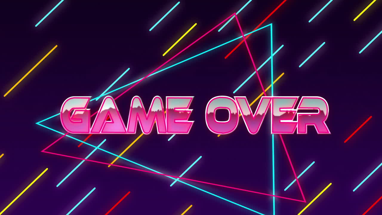 검은 바탕에 네온 선 위에 텍스트 위에 게임의 애니메이션