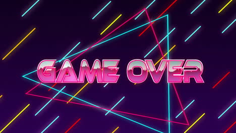 Animation-of-game-over-text-over-neon-lines-on-black-background