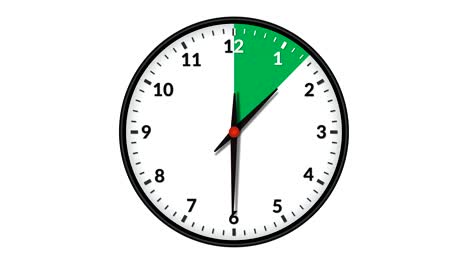 animated wall clock showing a green time interval