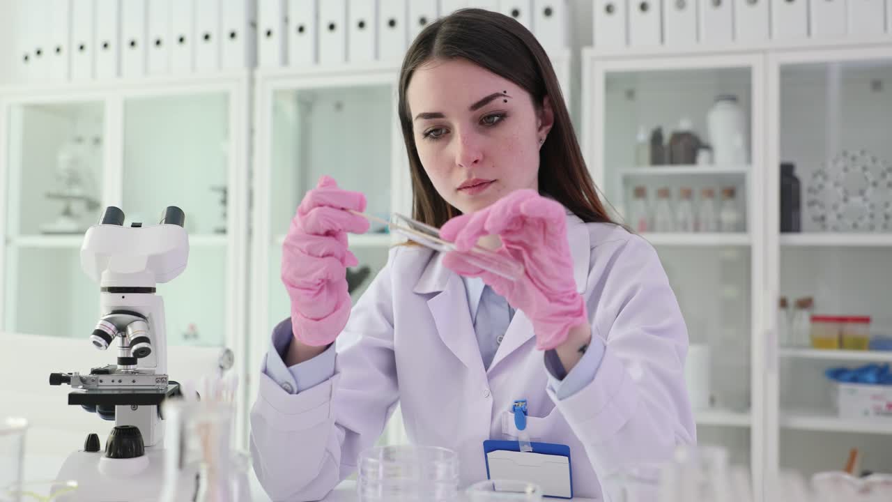 Uno scienziato che lavora in un laboratorio e conduce un esperimento
