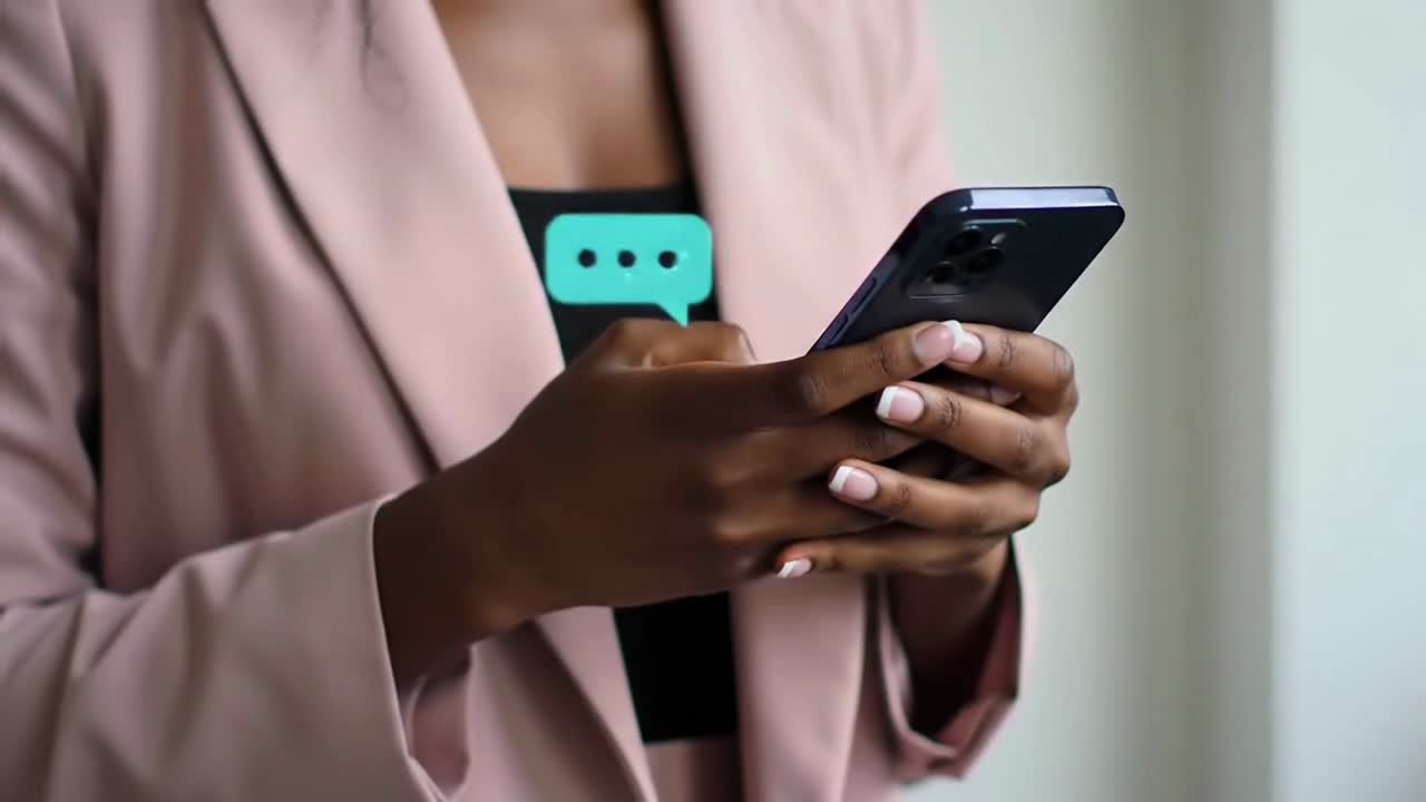 Businesswoman Checking Messages and Emails on Her Smartphone
