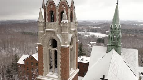 cinematic aerial view of historic holy hill