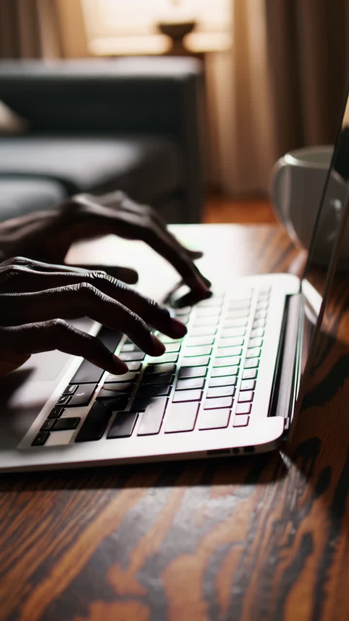 Close-up of Hands Typing on a Laptop Keyboard