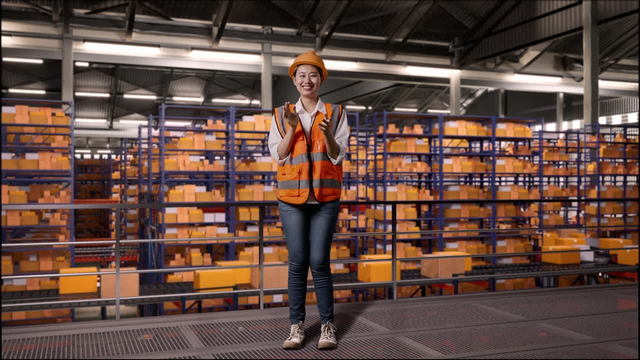 trabajador feliz del almacén