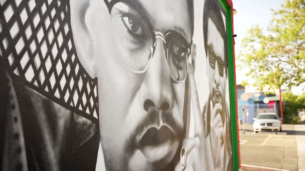 Wrap around shot of a Martin Luther King mural in Atlanta