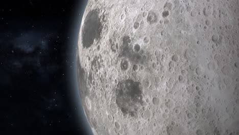 moon close-up motion graphics, solar system and milky way in background