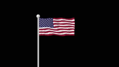 united states of america flag waving in wind,change to white alpha channel color