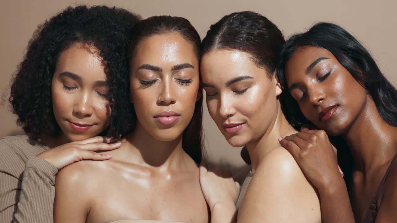 Diverse group of smiling women