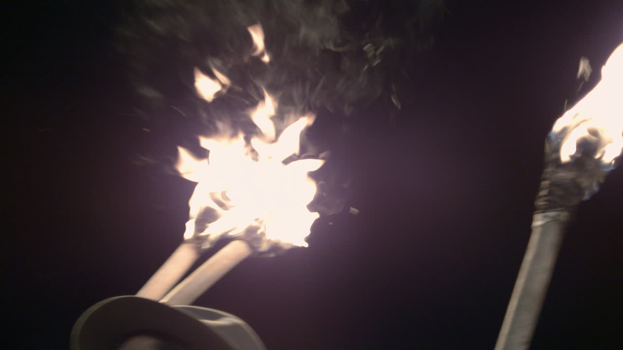 Ancient style torches with fire in the night