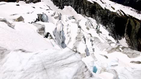 Aerial-take-of-argentière-glacier-in-the-french-alps,-nearby-Chamonix