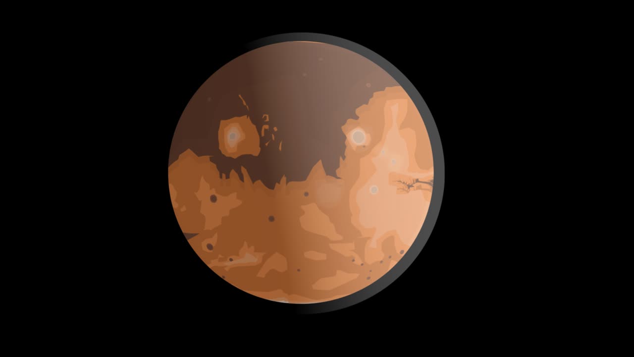 Planet Mars. Animation of the red planet. Cartoon