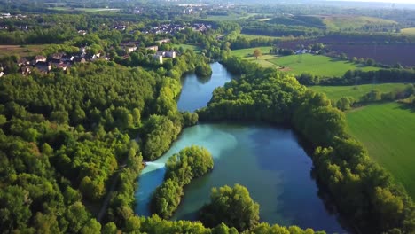 aerial drone view of beauty in nature of bochum werne, germany