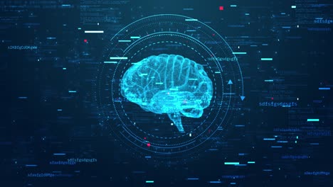 wireframe 3d artificial intelligence ai brain animation big data flow analysis deep learning