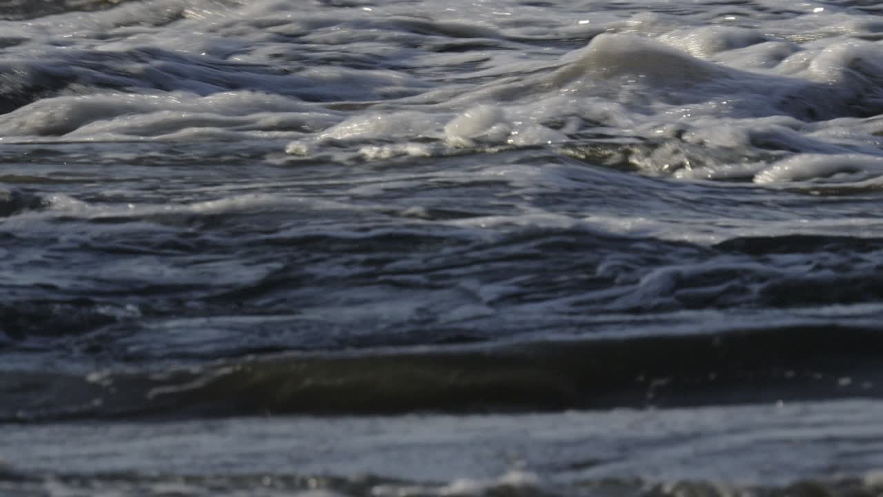 Close-up of Waves and Foam on Water