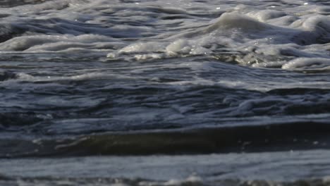 close-up of waves and foam on water
