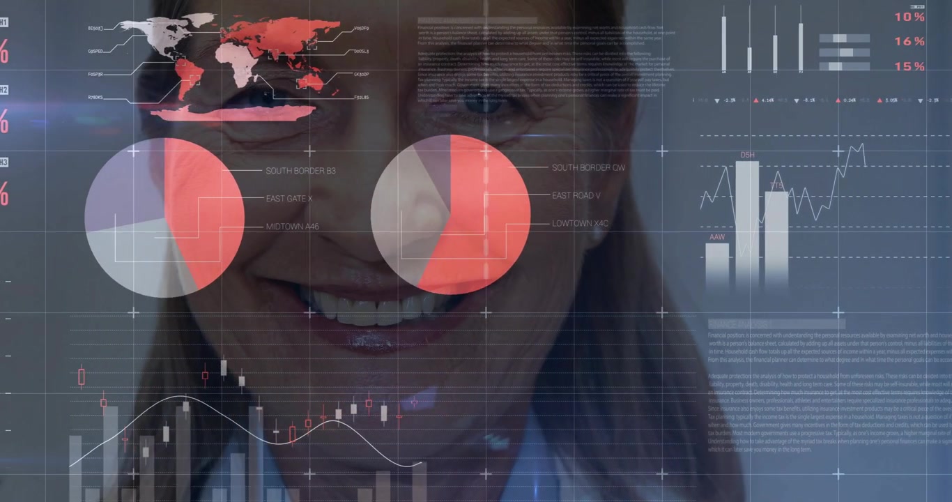 Close-up showing doctor coat and stethoscope initiating animated medical overlays tracking metrics