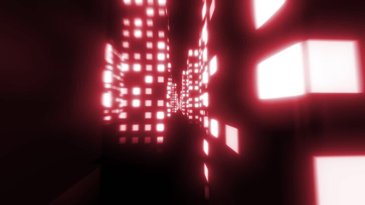 Abstract Red Neon City Tunnel