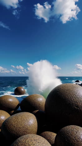 ocean waves crashing on coastal rocks