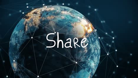 animation of share text over globe