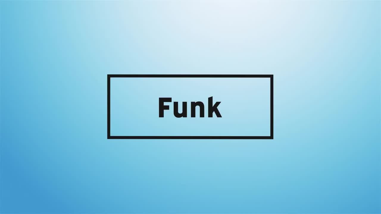animación del texto funk sobre un fondo azul