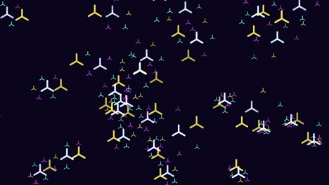 Zufällig-Fliegende-Digitale-Abstrakte-Neondreiecke-In-Der-Dunklen-Galaxie