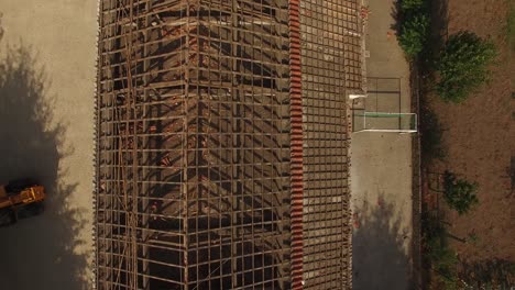 flying over new residential construction roof home framing house