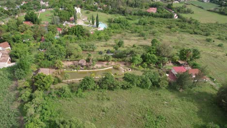 Aerial-over-picturesque-small-residential-settlement-Etla-in-Mexico