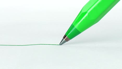 hermosa línea de dibujo de pluma de color verde en papel de primer plano. animación en bucle 3d. proceso de escritura y dibujo abstracto. concepto de negocio y diseño.