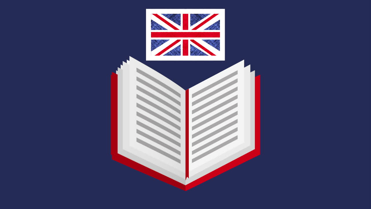 libro con bandera británica aprender animación en inglés
