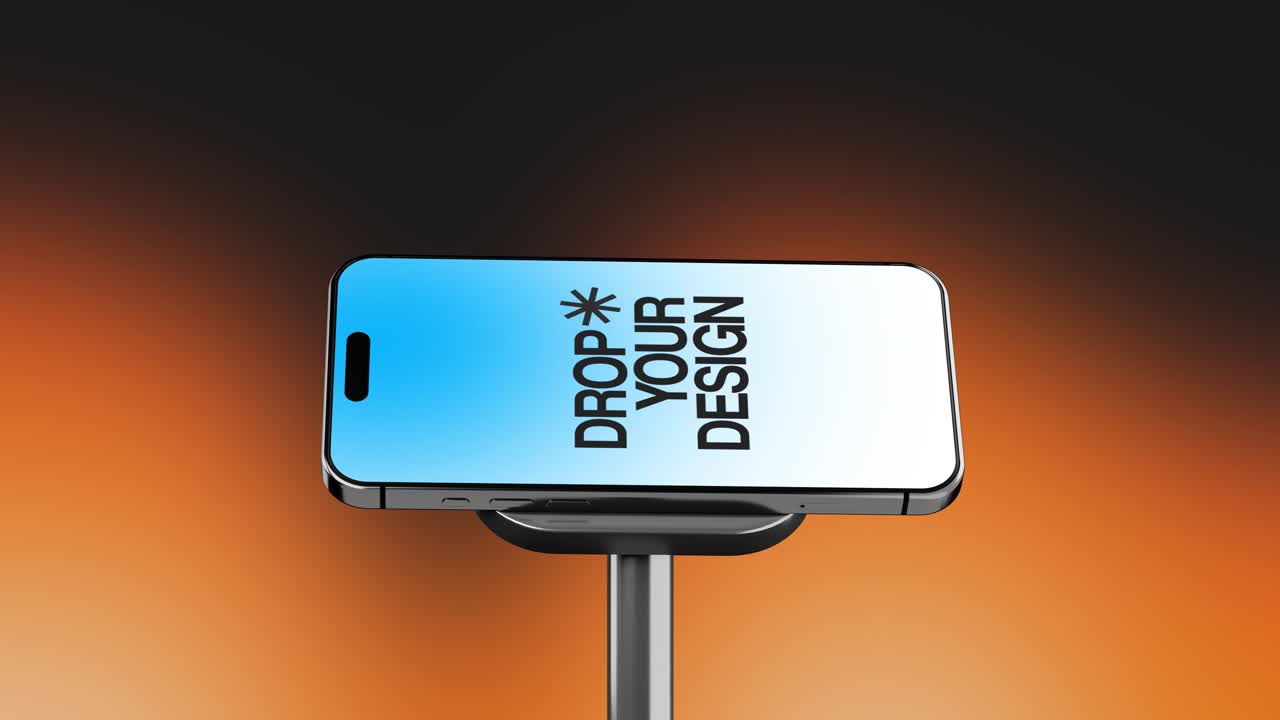 Mockup dello schermo di un telefono su un supporto.