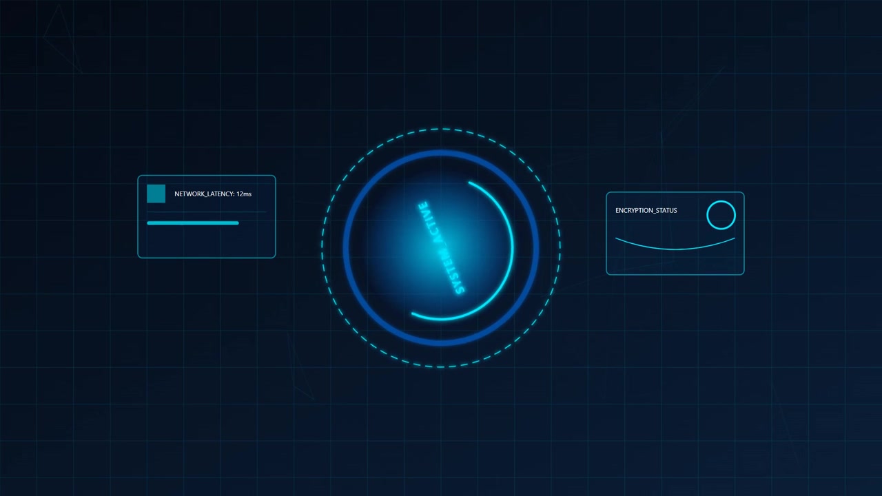 Futuristic Digital Interface Displaying System Active Status