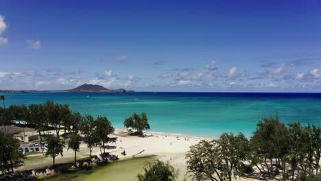 drone shot of kailua, hawaii's tropical white sand beach during midday