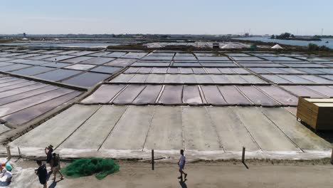 saline soil in salt lake aerial view