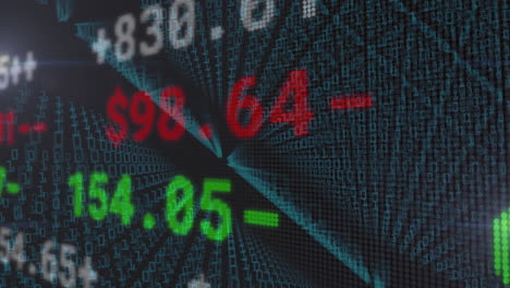 stock market numbers and binary coding in financial data animation