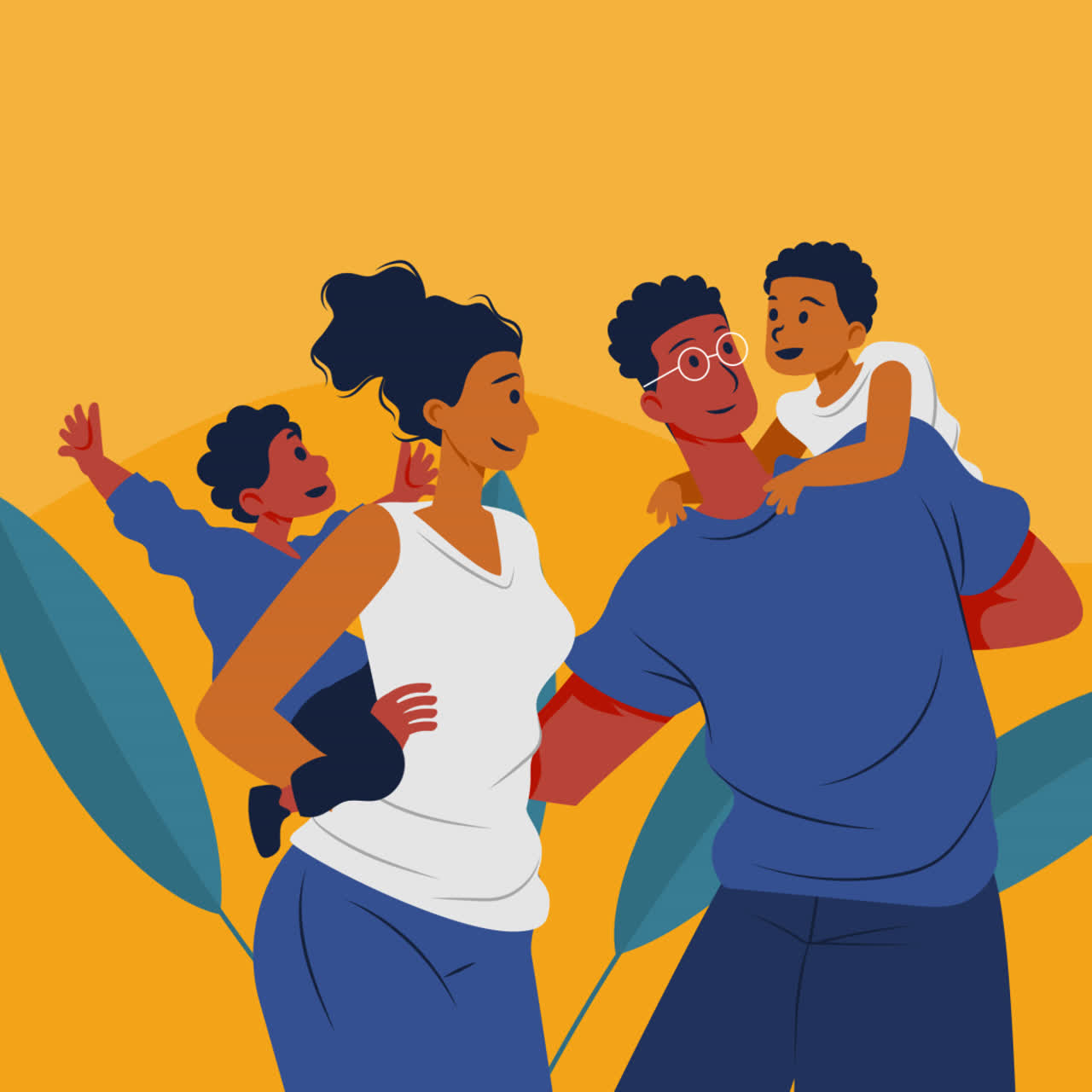 Happy Multiracial Family with Kids