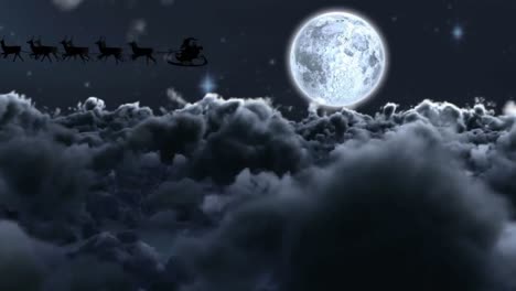 santa claus and moon at night