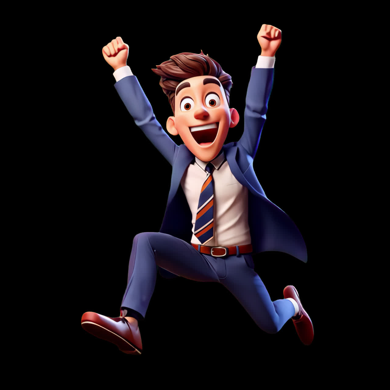 Animated character celebrating success animation isolated asset, transparent 4K video, alpha