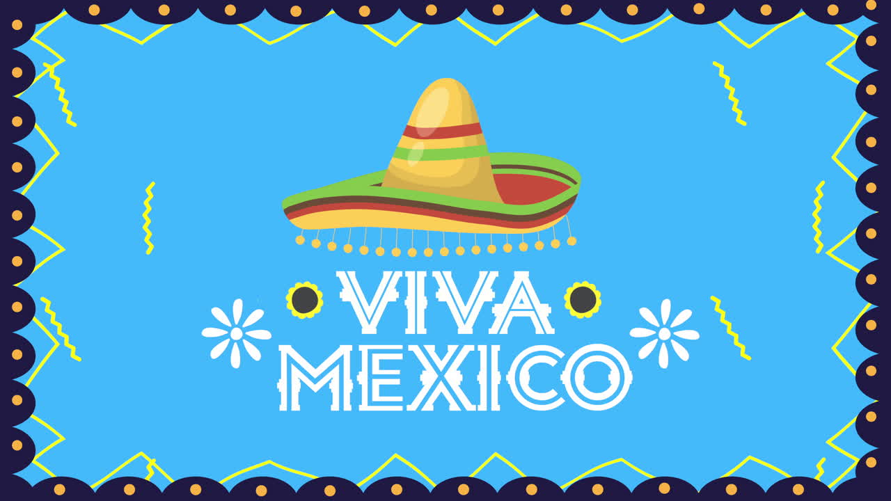 animación viva mexico con sombrero mexicano