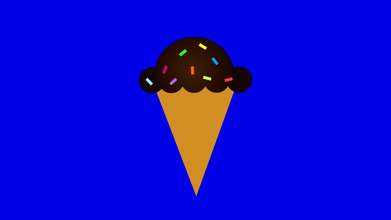Ice cream appearing then shaking side to side chroma key, blue screen
