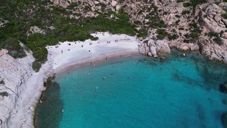 pirate beach bay in sardinia italy drone orbit