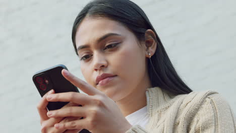 Wow,-surprise-and-woman-texting-on-phone