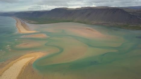 icelandic coastal estuary - aerial view