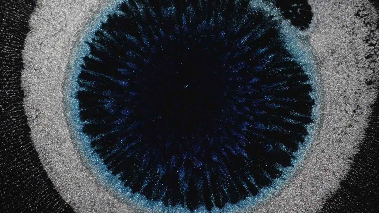 Bright Blue and White sun solar flare reaction liquid ink / Big Bang supernova nebula