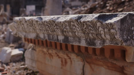 close up of architectural stone in ephesus