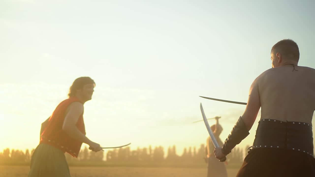 batalla de los cosacos ucranianos con los turcos en el campo al atardecer 06