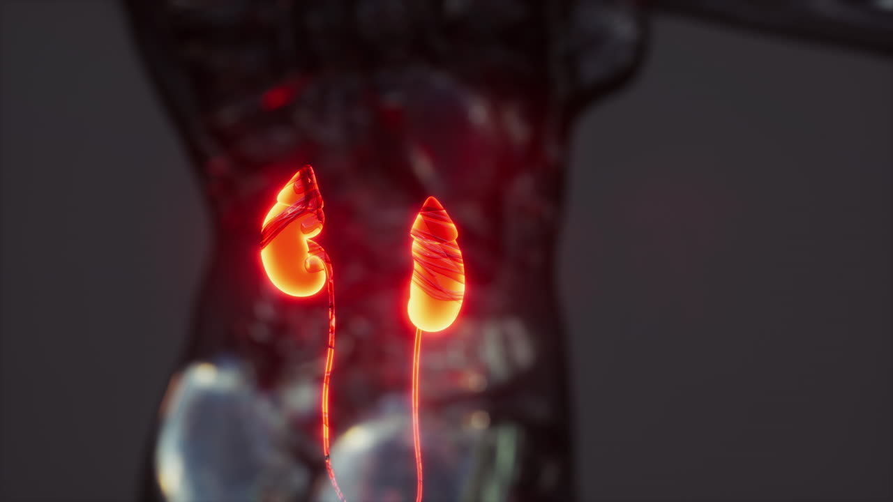 Kidney health care concept with transparent body