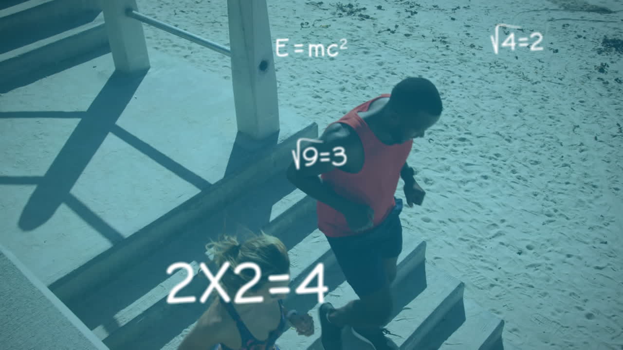 사람들은 수학적 방정식을 실행합니다.