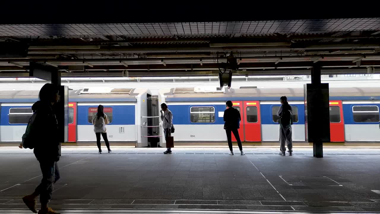 Train leaving in railway, Tai Wai, Hong Kong. 12 March 2019