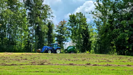 tractor working on the field - wide shot