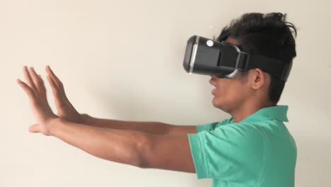 young man experiencing virtual reality